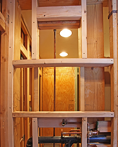 double shower niche framing